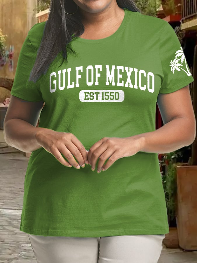 Women's Plus Size Gulf Of Mexico Print Crew Neck T-Shirt