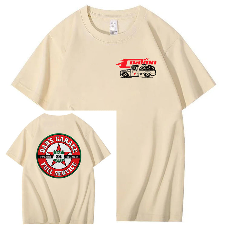 Dad's Garage Full Service If It's Broke We'll Fix It Printed Men's T-shirt