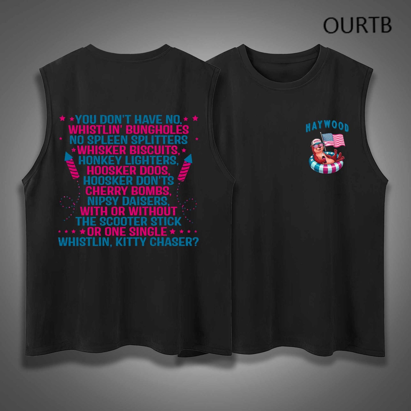 Haywood Beaver USA Independence Day Funny Adult Discomfort Art Print Cotton Sleeveless Tank Tops