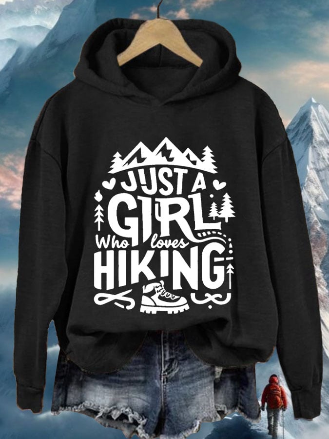 Women's Just A Girl Who Loves Hiking Print Casual Sweatshirt