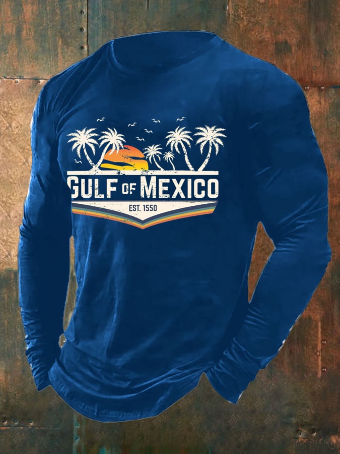 Men's Gulf Of Mexico Print Long Sleeve Top