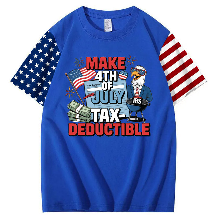 Make 4th Of July Tax Deductible Pattern Print 100%Cotton T-Shirt