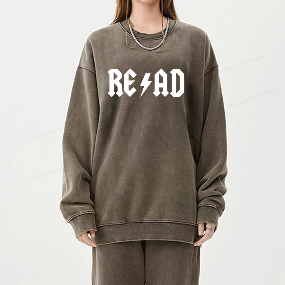 Read Back In The Library "rock And Roll" Unisex Washed Sweatshirt