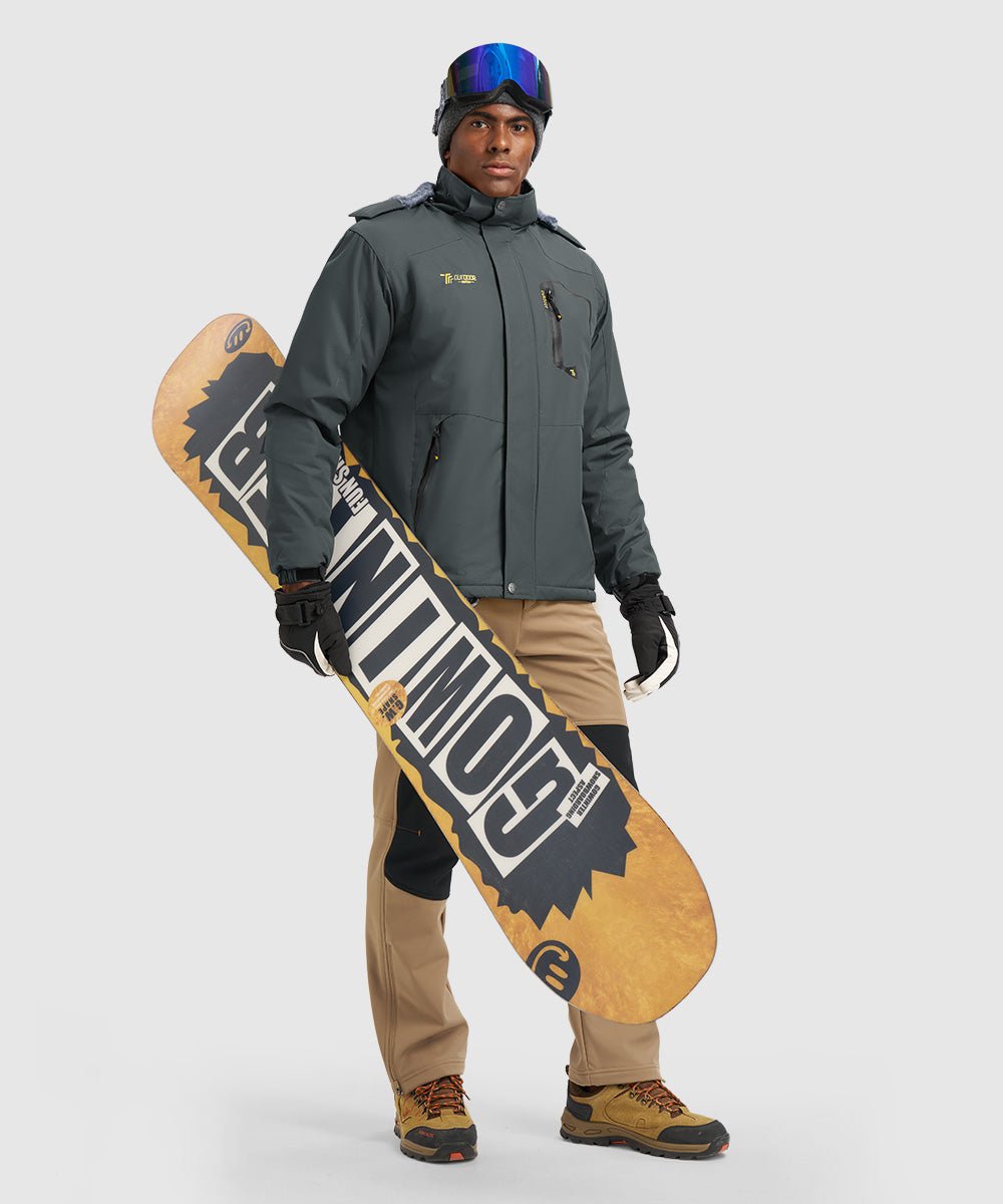 Men's Water Resistant Skiing Windbreaker Hooded Jacket