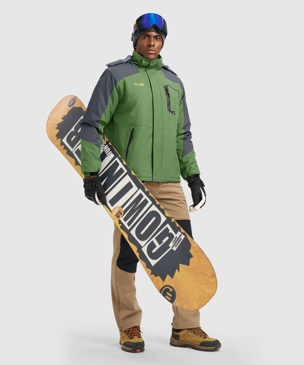 Men's Water Resistant Skiing Windbreaker Hooded Jacket