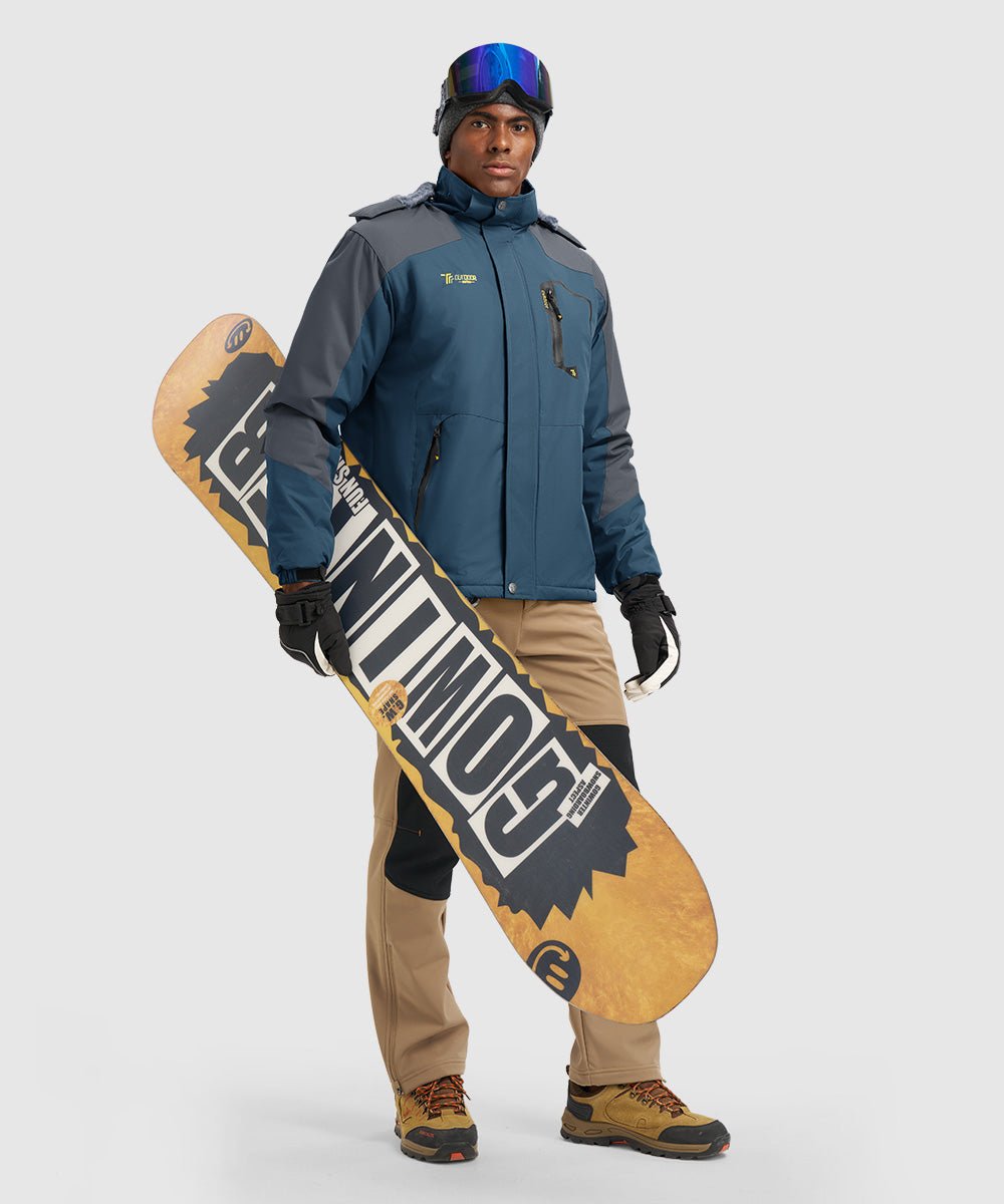 Men's Water Resistant Skiing Windbreaker Hooded Jacket