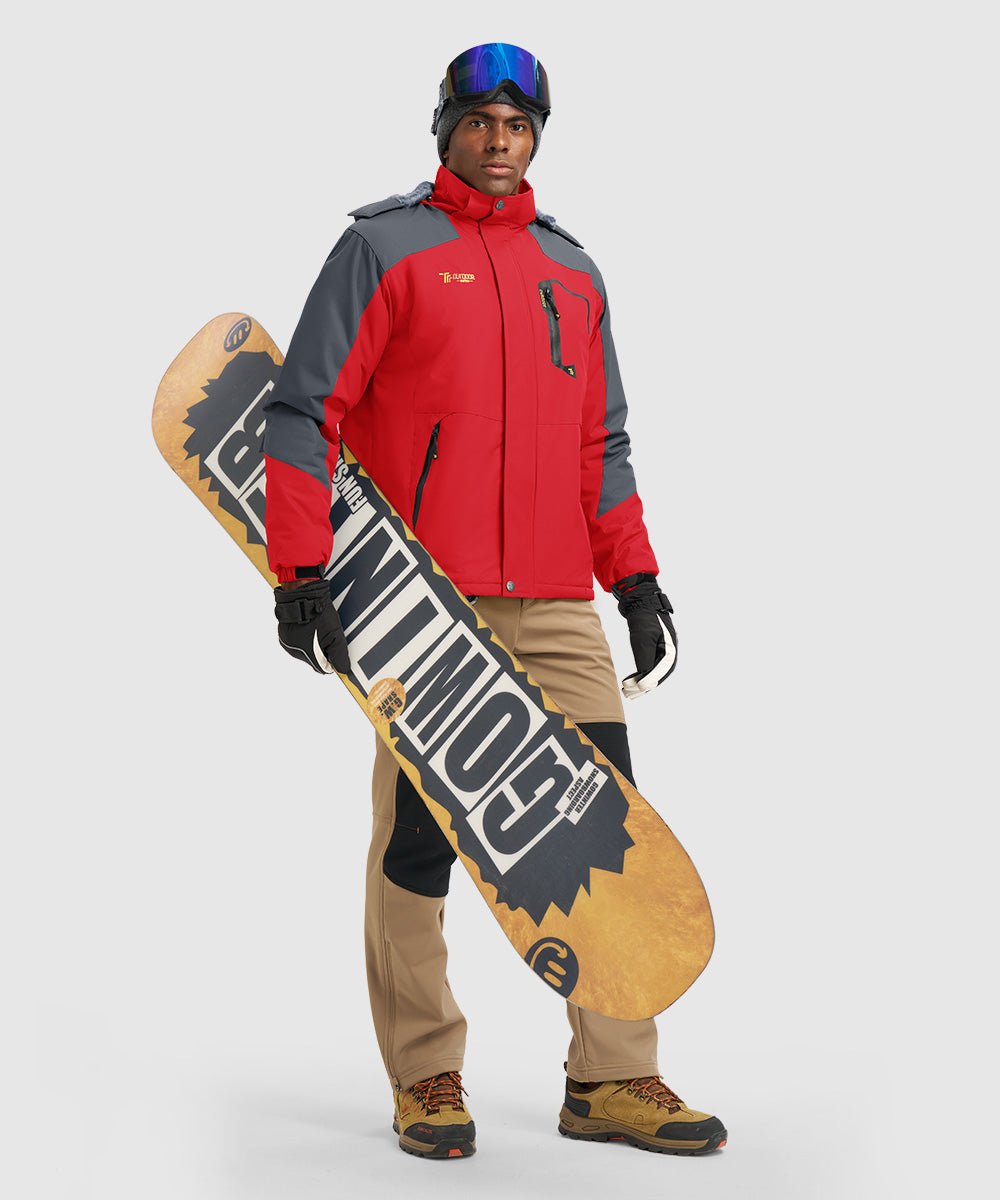 Men's Water Resistant Skiing Windbreaker Hooded Jacket