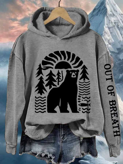 Women's Retro Out Of Breath Hiking Printed Hoodie