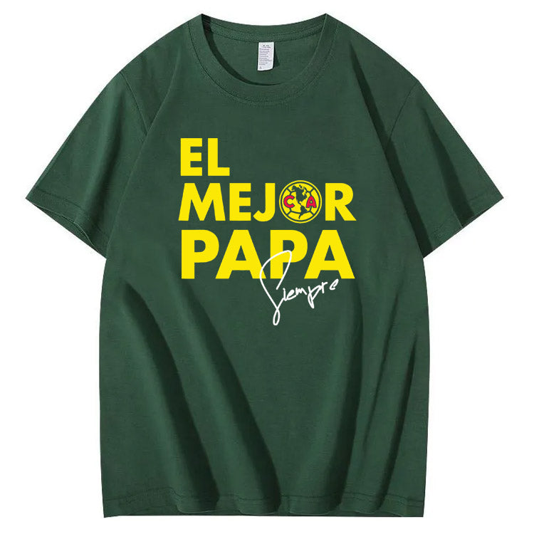 El Mejor Papa Siempre Pattern Print 100%Cotton T-Shirt