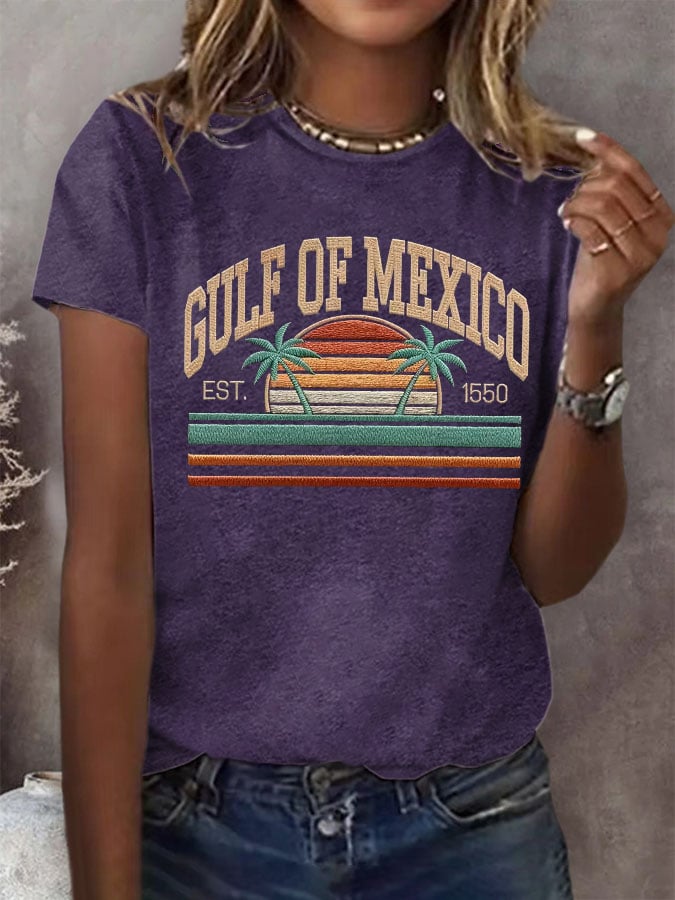 Women's Retro Gulf of Mexico Print T-Shirt