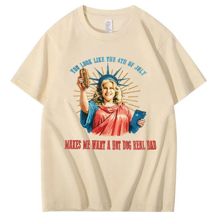 Makes Me Want A Hot Dog Real Bad Pattern Print T-Shirt