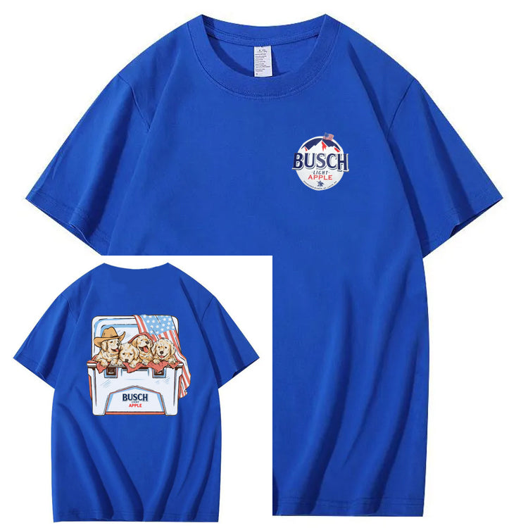 Happy Dogs And American Flag Pattern Print T-Shirt