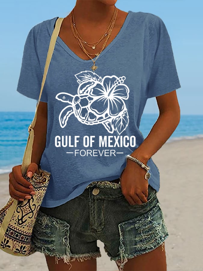 Women's Gulf Of Mexico Print Casual T-Shirt
