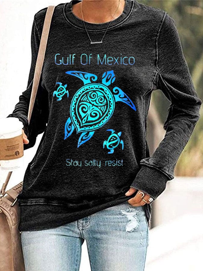Women's Gulf Of Mexico Print Crewneck Sweatshirt