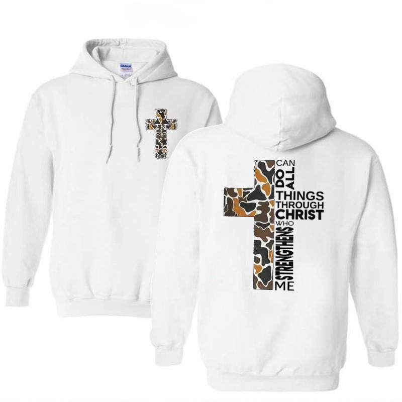 Can Do All Thins Through Christ Pattern Printed Classics Hooded Sweatshirt
