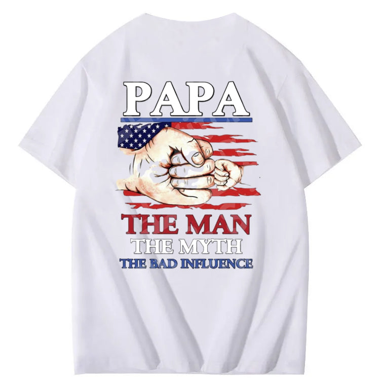 Cool Papa Club The Man The Myth The Bad Influence Art Pattern Print T-Shirt