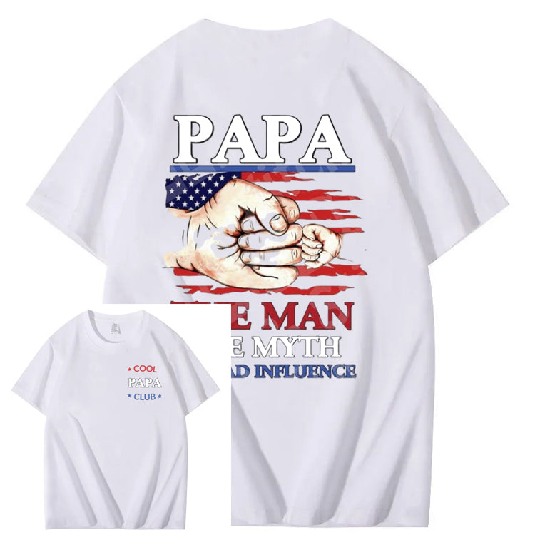Cool Papa Club The Man The Myth The Bad Influence Art Pattern Print T-Shirt