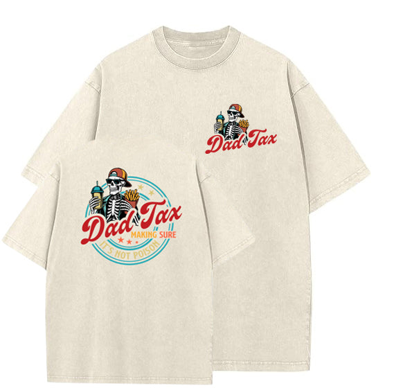 Dad Tax Washed And Distressed Pattern Crew Neck T-Shirt