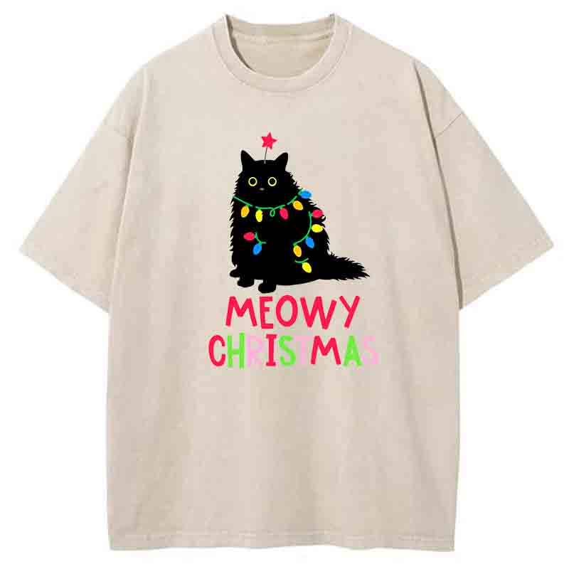 Meowy Christmas atWashed T-Shirt
