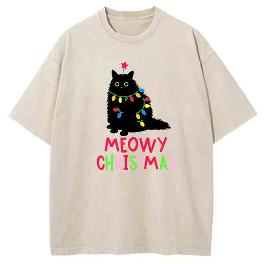 Meowy Christmas atWashed T-Shirt