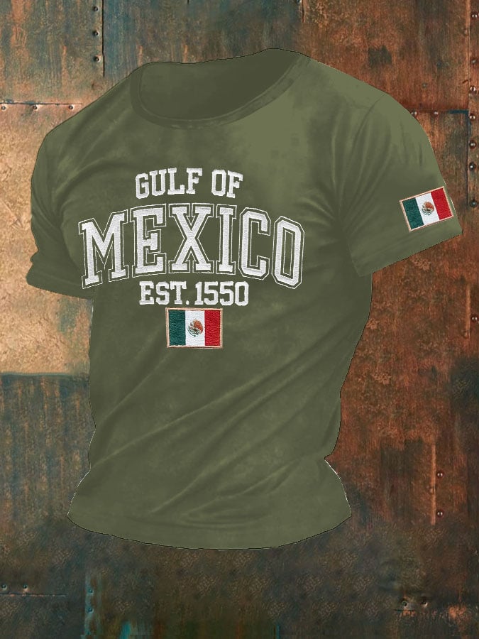 Men'S Retro Gulf Of Mexico Printed Casual Crew Neck T-Shirt