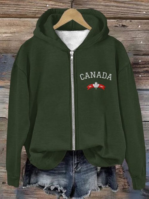 Women'S Canadian Print Zip Hoodie