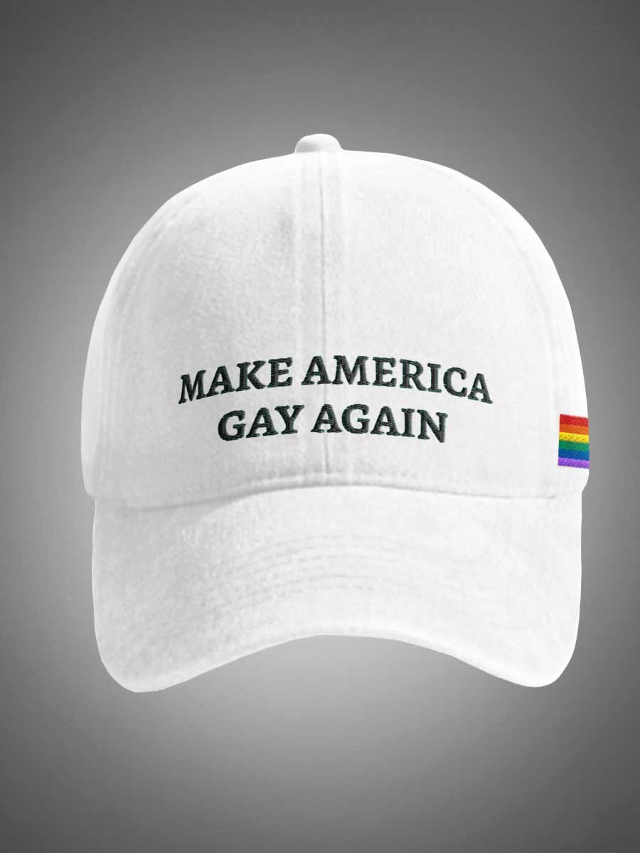 Rainbow Maga Make American Great Again LGBTQ Unisex Distressed Cotton Washed Art Print Hat
