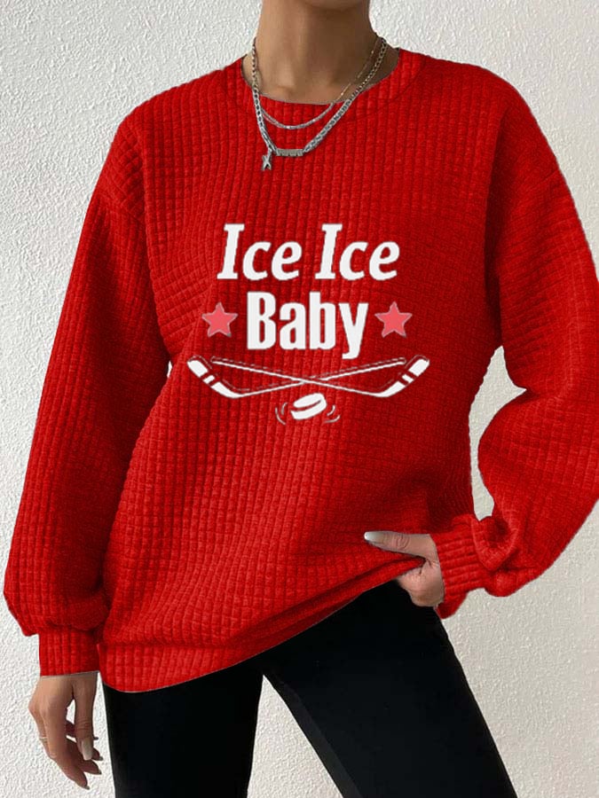 Women's Ice Hockey Ice lce Baby Printed Long Sleeve Sweatshirt