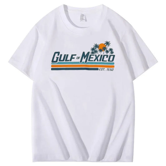 Gulf or Mexico Pattern Print Crew Neck T-Shirt