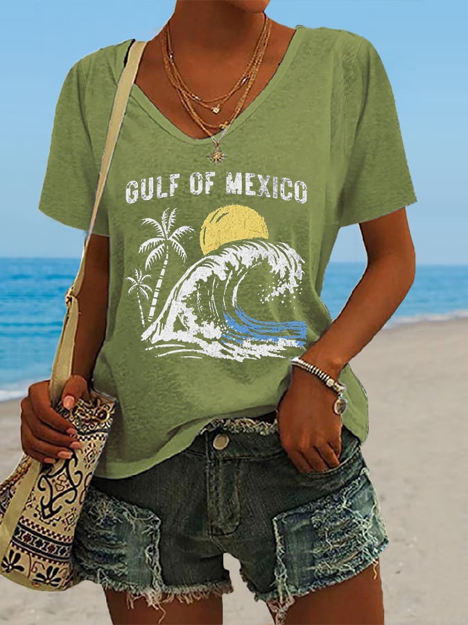 Women's Gulf Of Mexico Print Casual T-Shirt