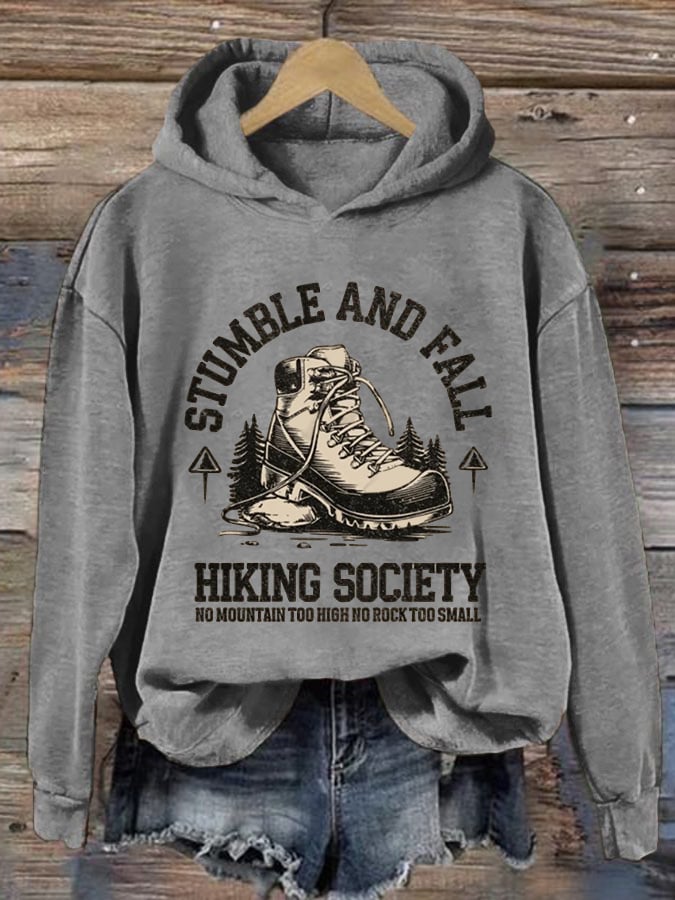 Women's No Mountain Too High No Rock Too Small Printed Hooded Long Sleeve Sweatshirt