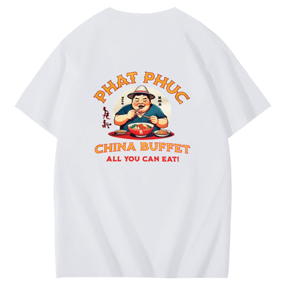 Phat Phuc China Buffet Art Pattern Print T-Shirt