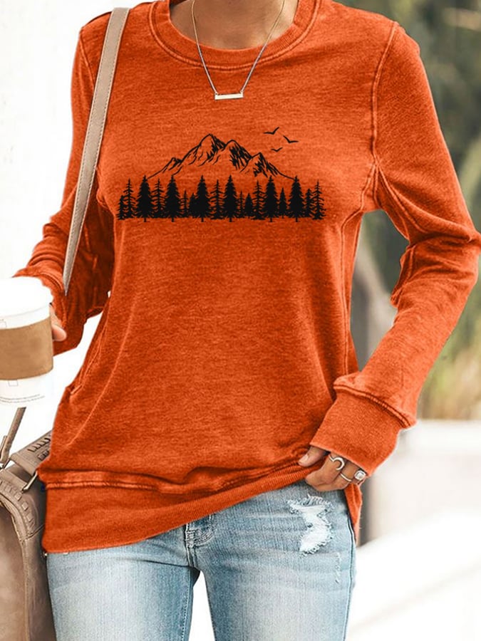 Women's Mountain Nature Lovers Printed Sweatshirt