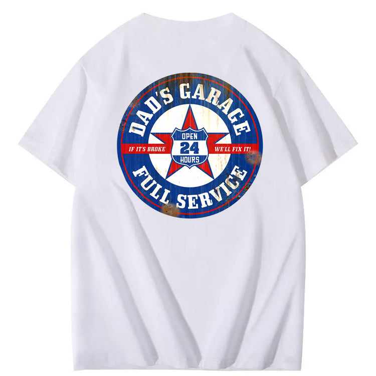 Dad's Garage Full Service If It's Broke We'll Fix It Printed Men's T-shirt