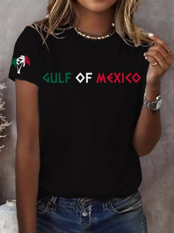 Women's Gulf Of Mexico Print Round Neck T-Shirt