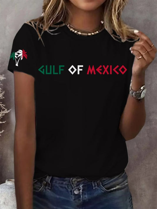 Women's Gulf Of Mexico Print Round Neck T-Shirt