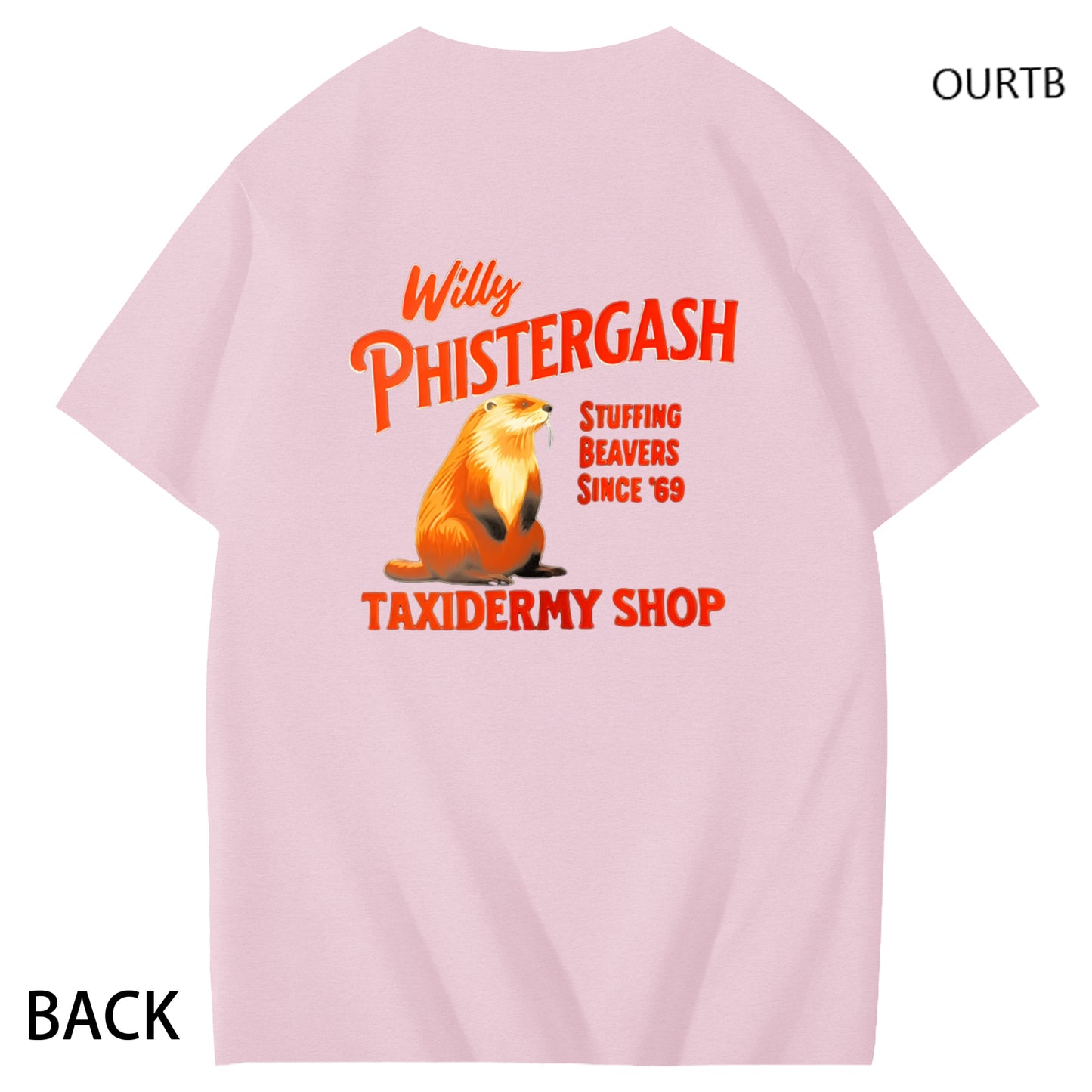 Willy Phistergash Stuffing Beavers Since'69 Taxidermy Shop Art Pattern Print T-Shirt