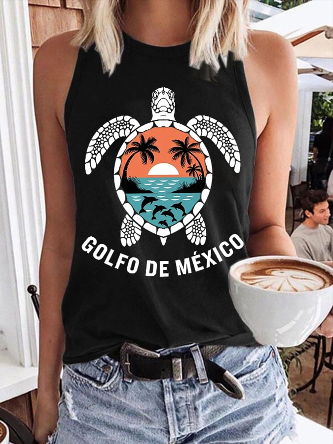Women’s Retro Gulf Of Mexico Print Tank Top
