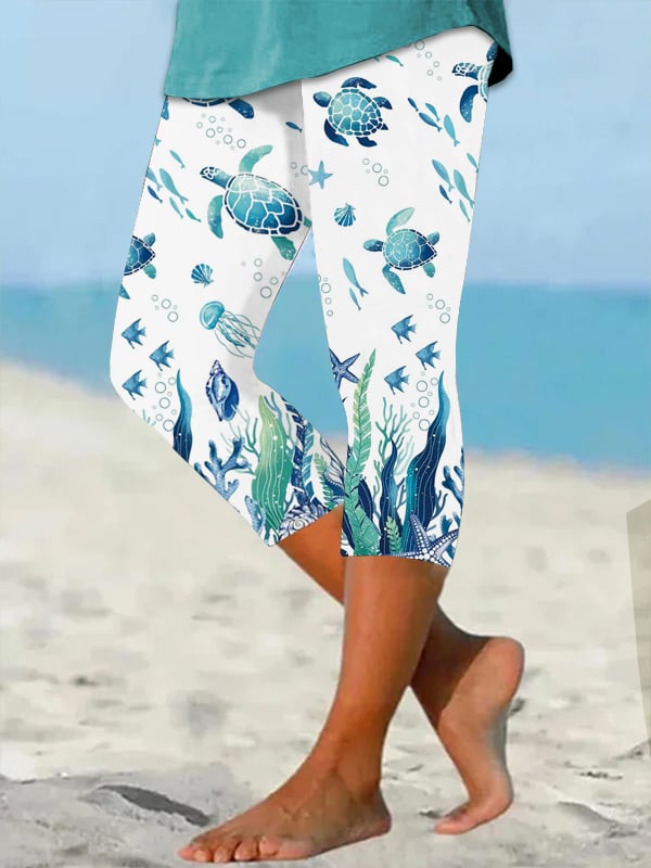 Women's Hawaiian Turtle Print Resort Casual Leggings