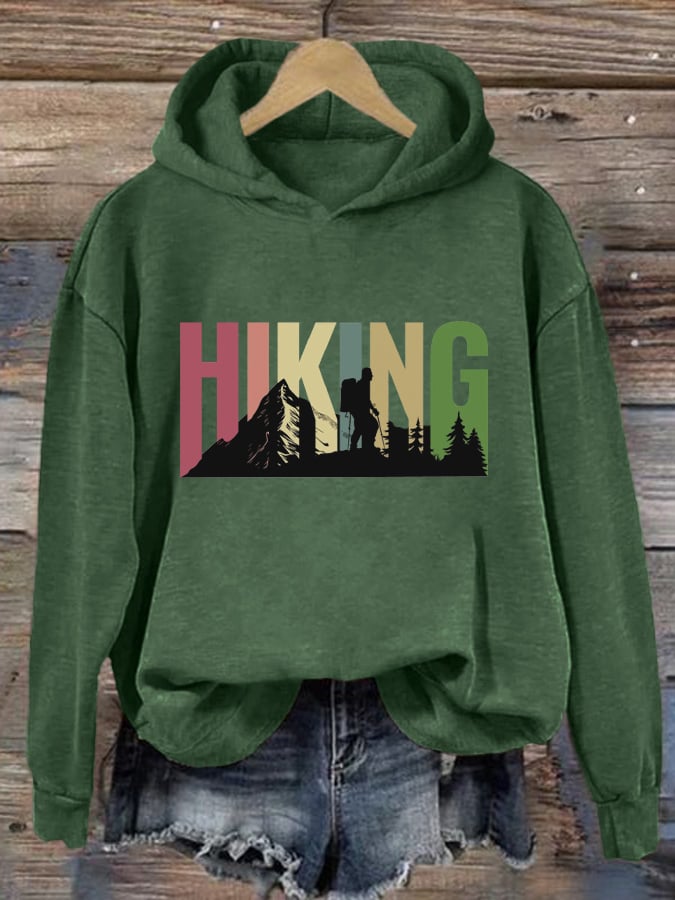 Women's Hiking Printed Hooded Long Sleeve Sweatshirt