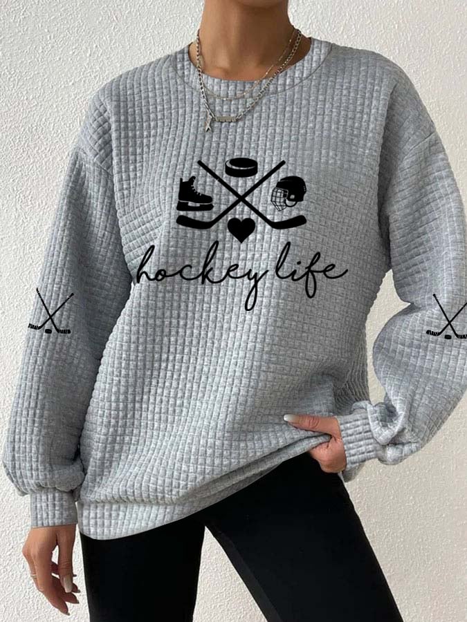 Women's Hockey Life Print Long Sleeve Sweatshirt