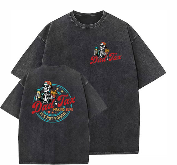 Dad Tax Washed And Distressed Pattern Crew Neck T-Shirt