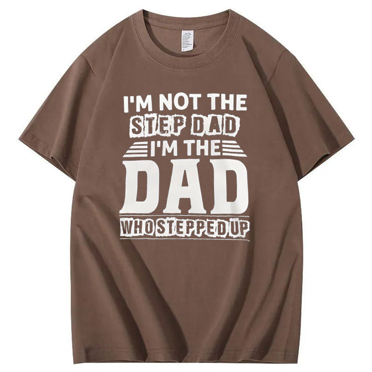 Not Step Dad Pattern Print Crew Neck T-Shirt