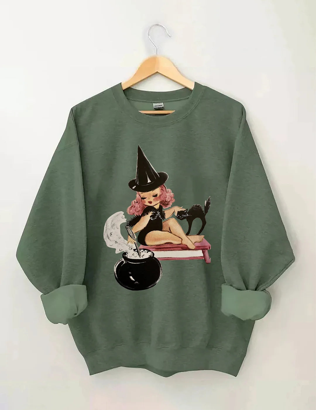 Halloween Little Witch Girl Cat Sweatshirt
