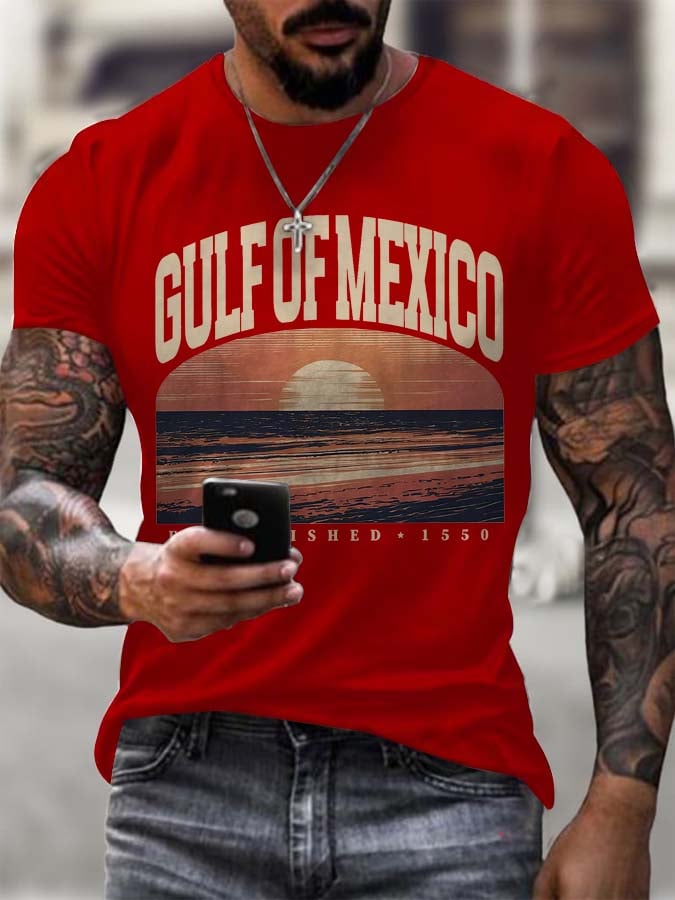 Men's Gulf Of Mexico Printed Round Neck T-Shirt