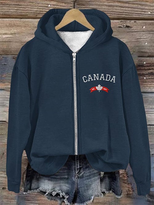 Women'S Canadian Print Zip Hoodie