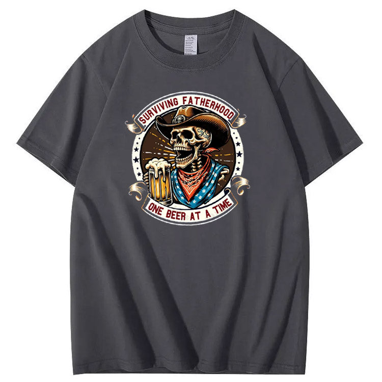 One Beer At A Time Pattern Print 100%Cotton T-Shirt