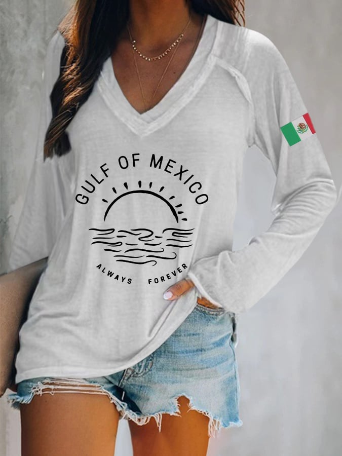 Women's Never Forget The Gulf Of Mexico Printed Casual Long Sleeve T-Shirt