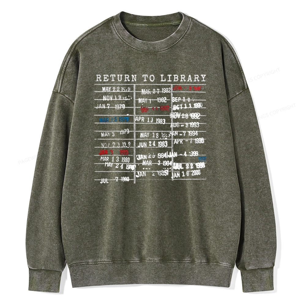 Pagewing Return To Library Unisex Washed Sweatshirt