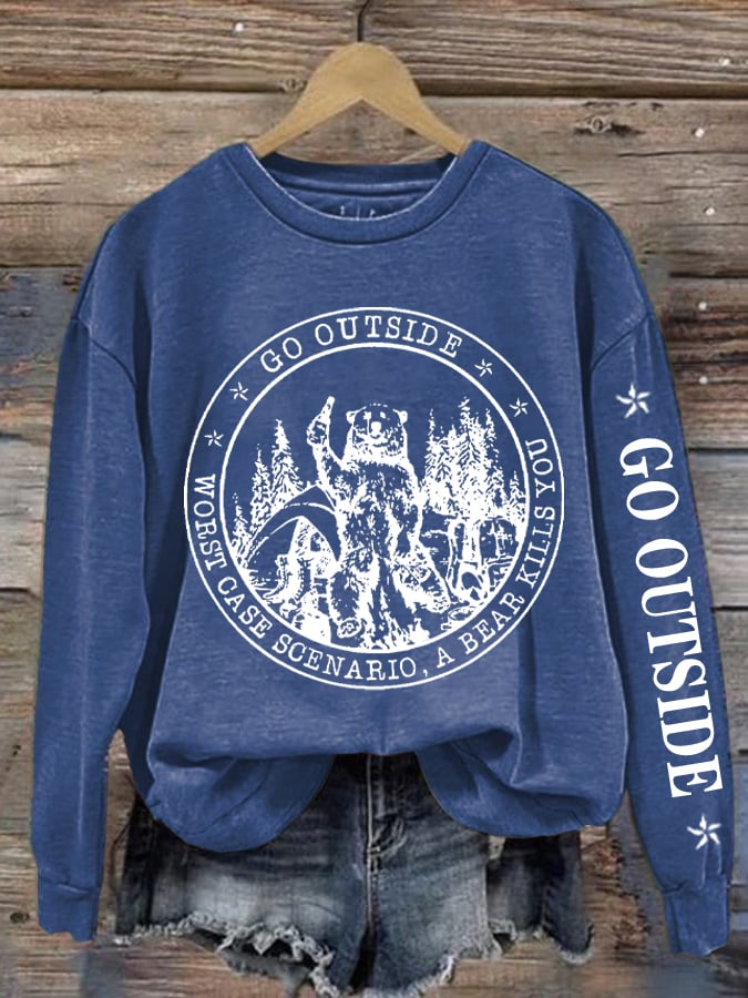 Women's Worst Case Hiking Mountaineering Printed Crew Neck Long Sleeve Sweatshirt